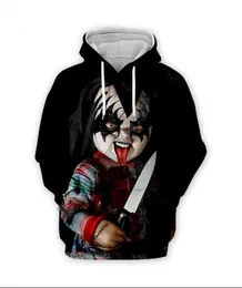 Mens Designer Hoodies för kvinnor Män Parpar Sweatshirt Lovers 3D Barnspel Chucky Hoodies Coats Hooded Pullovers Tees Kläder RR035