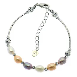 Ny fashionabla sötvattenspärl smycken 6-8mm oval blandad färg pärla armband kvinnlig charm pärla smycken grossist