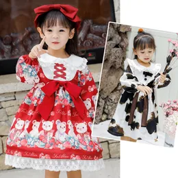 어린 소녀 Kawawaii 일본어 로리타 드레스 만화 곰 주름 케이크 법원 공주 빈티지 드레스 어린 소녀 댄스 착용 인쇄하기