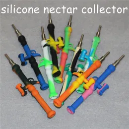 silicone Nectar kit portable Concentrate smoke Pipes water pipe with Titanium Tip Dab Straw Oil Rigs