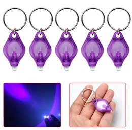 Mode Mini ficklampa Billiga UV Pengar Detektor Led Keychain Light Multicolor Små present 395nv Keyring Torch med Batteri Partihandel