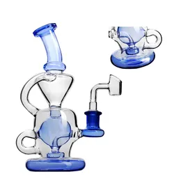 Nuovo design Blue Glass Bong Recyling Accessori per fumatori Narghilè con ciotola Oil Rig Cera Herb Tabacco Pipa ad acqua Dab Rigs Pipes Smoking Acc