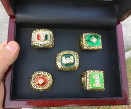 5 Pcs 1983 1987 1989 1991 2001 Miami Hurricanes National Championship Ring Set With Wooden Display Box Case Fan Gift 2019 Drop Shipping