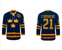 Anpassade män ungdomskvinnor vintage het #21 Peter Forsberg Jersey Team Sverige Hockey Jersey Size S-5XL eller anpassad något namn eller nummer