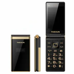 Telefoni a flip sbloccati Schermo doppio SIM Dual Sim Card MP3 FM Gold Mobilephone Big Button Lettere tastiera ad alta voce Old Man Mobile cellulare