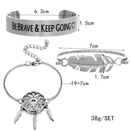 Bracelets Sets Vintage Big Metal Women Letters BEBRAVE KEEP GPING Bangles Jewelry Gift Dreamcatcher Bracelet Set