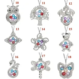 Magnetisk Butterfly Dragonfly Flower Glass Living Memory Locket Pendant Pearl Cage Floating Charm Pendant Halsband med stålkedja