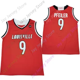 2020 New Louisville College Basketball Jersey NCAA 9 Pfeiler Red All Cucited and ricamato per i giovani dimensioni giovanili