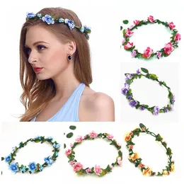 11 stilar Bohemian Flower Wreath Garland Crown Festival Bröllop Brudsmaid Floral Headband Headdress Hårtillbehör