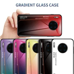 Handyhülle aus gehärtetem Glas mit Farbverlauf für Huawei Mate 30 P30 Lite P30 Pro Honor 20 Pro Honor20 Honor 9X Mate20 Lite Nova 5