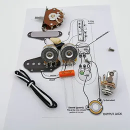 New TL Guitar Capacitor Potentiometer CTS 250K Copper shaft Wiring Kit for-Stra CDE 715P .022 200V Orange Drop Cap +Welding line drawing