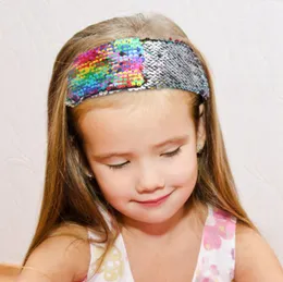 Sequins Headbands Mermaid Kids Girl Head Strap Dubbelfärger Barnhuvudband Mode Headwear Glitter Hair Tillbehör 1000pcs DW5420