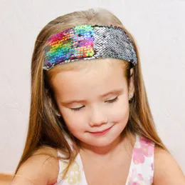 Sequins Headbands Mermaid Kids Girl Head Strap Dubbelfärger Barnhuvudband Mode Headwear Glitter Hair Tillbehör 1000pcs DW5420