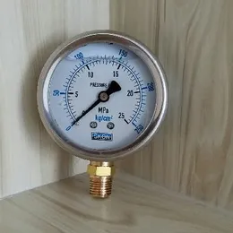 Manometer PT1/4"-Gewinde YN60 2,5" 60-mm-Messingwerk Gehäuse aus Edelstahl. Stoßfestes, ölgefülltes Vakuummanometer