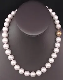 Hermoso Mar del Sur 10-11mm blanco redondo collar de perlas 18 pulgadas 925 s kkk