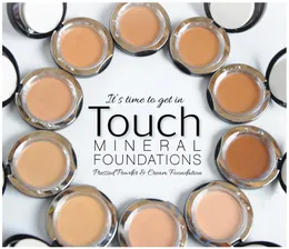 Hot Sale Cosmetics Touch Mineral Pressed Cream Foundation Primed Powder 10 Color Best Quality Compact Face Cake Powder Makeup Free DHL Ship