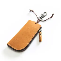 NEW Vintage Genuine Leather Key Wallet Women Keychain Covers Zipper Key Case Bag Men Key Housekeeper Keys Organizer