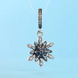 سحر قلادة المحيط الزهور لباندورا 925 الفضة الاسترليني مع سحر CZ الماس والمجوهرات مع الحلي المربع الأصلي أنيقة للسيدات