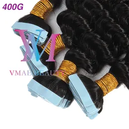 Natural black Tape In Silk Straight Afro Kinky Curly Body Deep Water Wave 4A 4B 4C Brazilian Virgin Remy Human Hair Extensions