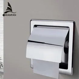 Paper Holders Modern Polished Chrome Stainless Steel Bathroom Toilet Paper Holder Wall Mount WC Roll Paper Tissue Box BK6806-13 T200425