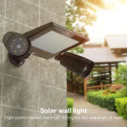 Sensor BRELONG Solar Jardim Luz LED Corpo impermeável ao ar livre projeção da cabeça Double Wall Light 1 pc