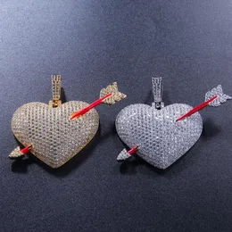 Großhandels-Paar Halskette Pfeile Herz Zirkon Anhänger Paar Herz Anhänger Micro Inlay Valentinstag Geschenk Anhänger Halskette