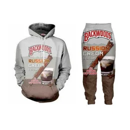 Yeni Moda Erkek/Bayan Backwoods Komik 3D Baskı Hoodie + Pantolon