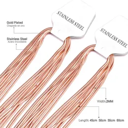 Luxusteel 10 sztuk / partia łańcuchy ze stali nierdzewnej Naszyjniki różowe złoto / czarna długość 18 cali do 24-calowy tabelary wąż hurtowy naszyjnik