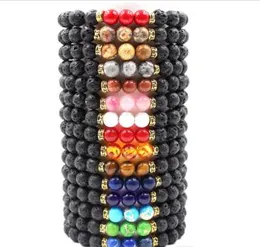 Newbracele Lava Rock Stone Beadsブレスレットチャクラチャーム天然石エッセンシャルオイルディフューザービーズチェーン女性男性ファッション工芸品ジュエリー