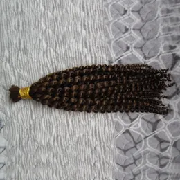Mänskligt hår för flätande bulk Ingen bilaga 100g Kinky Afro Hair Bulk 25cm-65cm Bulk Afro Kinky Curly Braiding Hair