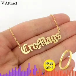 V Attract Old English Personalized Name Necklace Made Celebrity Choker Gold Filled Custom Jewelry Customized Nameplate Kolye