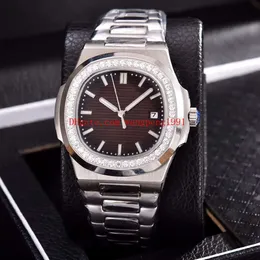 6 orologi di qualità uomo colore 40mm Nautilus 5713 / 1G-010 quadrante blu lunetta con diamanti orologi da polso da uomo meccanici automatici in acciaio inossidabile
