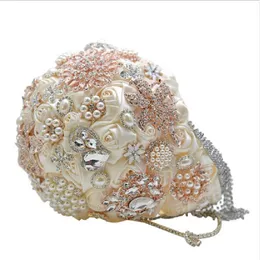 Романтический свадебный букет роскошных ленты и кристалл свадебных цветов свадебные букеты с лентой и бриллиантом