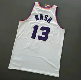 Özel Erkekler Gençlik Kadın Vintage Steve Nash 96 97 Beyaz Kolej Basketbol Forması S-4XL veya özel herhangi bir isim veya numara forması