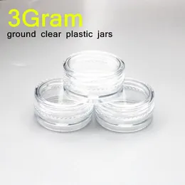 3ml CLEAR BASE Tom plastbehållare JARS POT 3GRAM STORLEK LIP Glansbehållare för kosmetisk grädde Eye Shadow Nails Powder Smycken