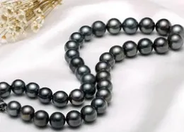 Envío Gratis asil de agua dulce, joyería impresionante 10-11mm negro yaka de perlas 14 k