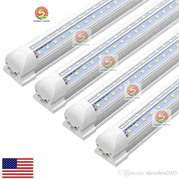 96'' LED Tube Light 8FT 72W Double-side V-shape Integrated, AC85-265V SMD2835 Clear Cover Cool White 6000K replace fluorescent bul