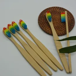 Hot Disposable Toothbrushes Bamboo Handle Tooth Brush colourful Nylon Soft Bristles Toothbrush for Home Hotel ST079