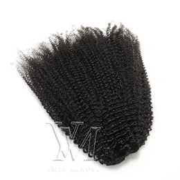 Indian Natural Black 4A Afro Kinky Curly Ponytail 120g Horsetail Nieprzetworzone Dziewicze Human Hair Scraps Ponytails