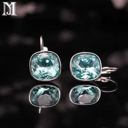 Pendientes blancos de cristal cuadrado a la moda con elementos de swarovski, joyería popular de moda para regalo de dama, boda paty para mujer