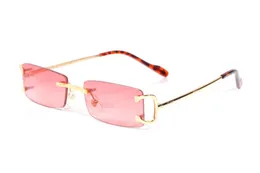new fashion sports Sunglasses Leopard Gold Metal Alloy lenses rimless glasses Women vintage Glasses attitude buffalo Box Lunettes Gafas