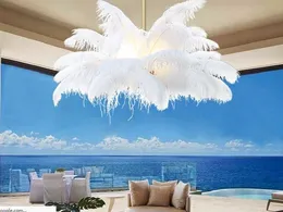 Moderna vita plume ljuskronor för vardagsrum norr europa fjäder ljuskrona belysning ledd hängande lampa för sovrum vardagsrum myy