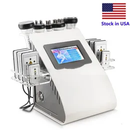 Stock in USA Schower 6 w 1 40K ultradźwiękowej kawitacji liposukcji 8 podkładek laserowych próżni RF Salon Salon Spa Spa Maszyna