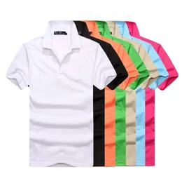 Lyx ny 2019 Herrtopp Krokodilbroderi Pikétröja Kortärmad solid pikétröja Herr Polo Homme Slim Herrkläder Camisas Polos Shirs