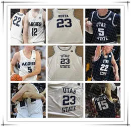 2020 College Basketball Utah State Aggies Trikots Sam Merrill Alphonso Anderson Abel Porter Neemias Queta Diogo Brito Bean Männer 4xl