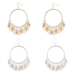 12PCS Handmade Conch Rattan Drop Shell Earrings for Women Girl Round Circle Earring Gold Silver Plated Beach Vintage