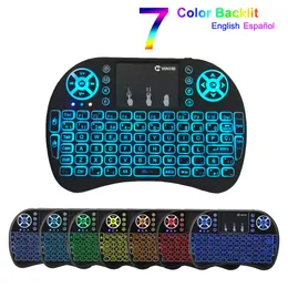 i8 keyboard 7 colors backlit English French Spanish Air Mouse 2.4GHz Wireless Keyboard Touchpad Handheld for TV Box H96 max PC