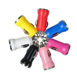 Mini Bullet Colorful USB Car Charger Adapter för iPod iPhone 5 5G 4G 3GS 3G 2G Cell Phone MP3 MP4 MP5 10Colors