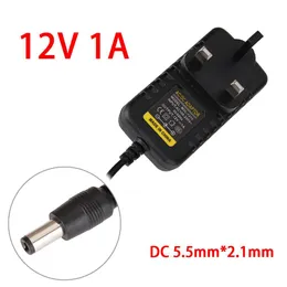 Universal AC 100-240V to DC 12V 1A 5.5mmx2.1mm 5.5mmx2.5mm UK Power Adapter Charger Switching Power Supply Converter Adapter 30
