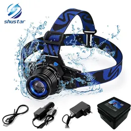 Waterproof LED headlamp rechargeable headlight Q5 LED Rotary zoom 3 modes head lamp Built-in lithium battery + charger + USB